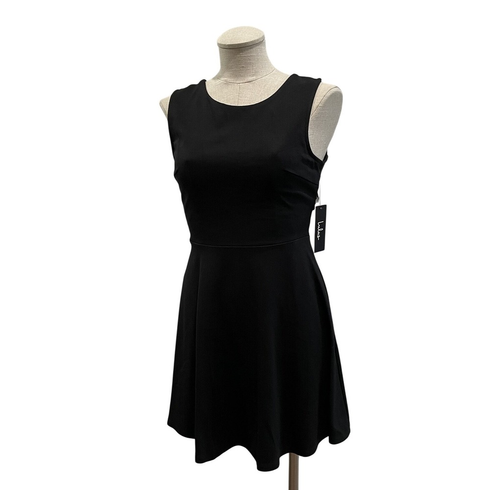 Lulus Skater Dress Women S Black Lace Back Cutout Sleeveless Fit Flare Mini